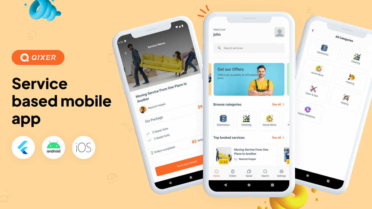 Application mobile d'acheteur de fournisseur de services Qixer